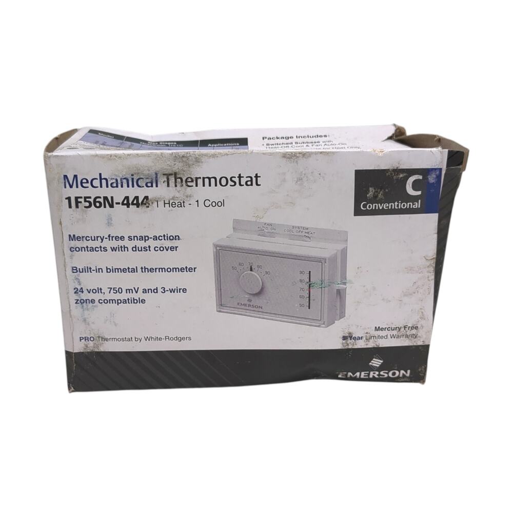 White-Emerson 1F56n-444 Standard Mechanical Thermostats, 1 H 1 C, Hardwired,